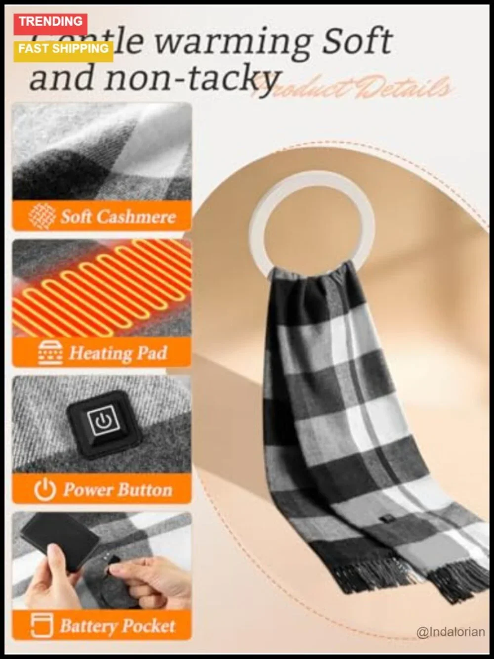 Heated Scarf for Women Men Electric Rechargeable 5000mAh Battery Warm Winter